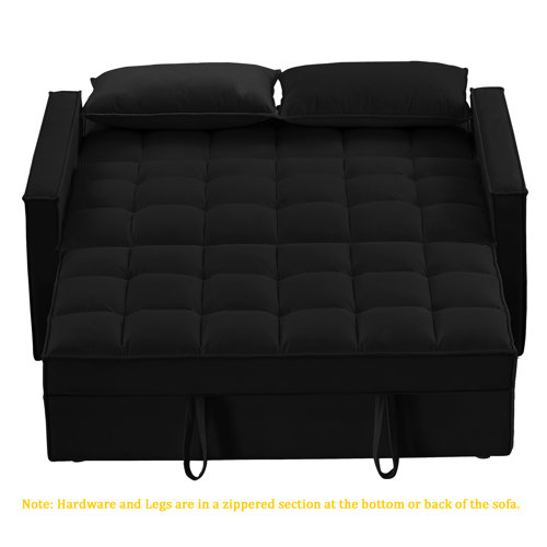 Mercer41 Ledjona Velvet Convertible Sofa Bed Pull Out Sleeper Sofa